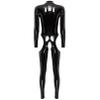 Agoky Women's Metallic Leather Bodysuit Hollow Out Jumpsuit Front Zipper Long Sleeves Full Catsuits Black XX-Large view 4