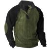 Mens Corduroy Sweatshirts Mock Neck Pullover Sweaters with Elbow Patches Lapel Collar Button Up Long Sleeve Henleys view 2
