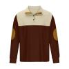 Mens Corduroy Sweatshirts Mock Neck Pullover Sweaters with Elbow Patches Lapel Collar Button Up Long Sleeve Henleys view 3