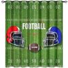 Brebasf American Football Sports Games Perforated Window Treatments,Abstract Rugby Ball Helmet Design Curtain Suitable for Bedroom,Living Room,Kitchen-2 Panels 63" L x27.5 W view 1