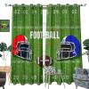 Brebasf American Football Sports Games Perforated Window Treatments,Abstract Rugby Ball Helmet Design Curtain Suitable for Bedroom,Living Room,Kitchen-2 Panels 63" L x27.5 W view 3