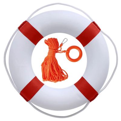Momotata 20 Inch Pool Safety Life Preserver Ring Buoy for Pool, Swimming Swim Foam Ring Pool Buoy Pool Safety Throw Rings with 98.4FT Water Floating Lifesaving Rope (Red w/98.4FT Rope)