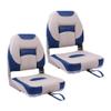 Deckpro Deluxe Low Back Boat Seat, Fold-Down Fishing Boat Seat Grey/Blue (2 Seats) view 1