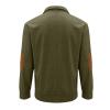 Mens Corduroy Sweatshirts Mock Neck Pullover Sweaters with Elbow Patches Lapel Collar Button Up Long Sleeve Henleys view 2
