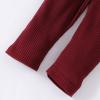 Toddler Boy Girls Clothes Casual Soild Color Ribbed Long Sleeves Top Pants Set Outfit Kids Fall 4t (Wine, 2-3 Years) view 3