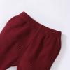 Toddler Boy Girls Clothes Casual Soild Color Ribbed Long Sleeves Top Pants Set Outfit Kids Fall 4t (Wine, 2-3 Years) view 4