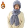 Integrated Ear Protection Windproof Cap Scarf,Integrated Velvet and Thickened Hat and Scarf Set for Women (Blue,L) view 1