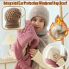 Integrated Ear Protection Windproof Cap Scarf,Integrated Velvet and Thickened Hat and Scarf Set for Women (Blue,L) view 2
