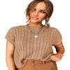 ZhiHiMeRi Casual Short Sleeve Sweater: Light French Beige Crew Neck Knitwear,Light French Beige,(US 8-10) M view 1