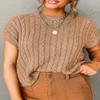 ZhiHiMeRi Casual Short Sleeve Sweater: Light French Beige Crew Neck Knitwear,Light French Beige,(US 8-10) M view 2