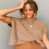 ZhiHiMeRi Casual Short Sleeve Sweater: Light French Beige Crew Neck Knitwear,Light French Beige,(US 8-10) M view 3