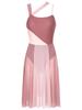 Aislor Women Lyrical Dance Dress Sleeveless Color Block Leotard Dress Modern Contemporary Dance Costume Brown Large view 3