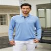 Men's Casual Polo Shirts Classic Button Basic Long Sleeve Shirt Solid Color Cotton Tees Stylish Tops Dark Red view 3
