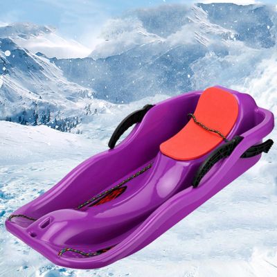 Children's Sledge, Thickened Double Sledge, Sledge with Backrest, Multi-Coloured Plastic Sledge