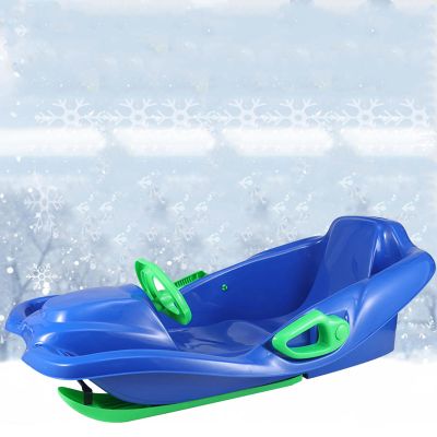 Children's Sledge, Thickened Double Sledge, Snow Sledge with Backrest, Multi-Coloured Sledges, Plastic Sledge