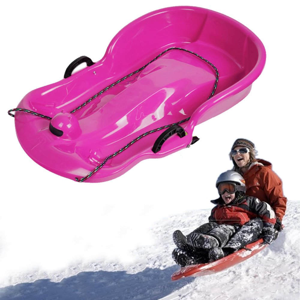 Children's Sledge, Thickened Double Sledge, Sledge with Backrest, Sledge with Brake Pull Rope