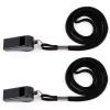 Plumen'CHJ Whistle,2 Packs Plastic Sports Whistles with Lanyard, Loud and Clear Sound, for School Sports, Football, Students and Children, Ideal for Lifeguards, Self-Defence and Emergencies(Black) view 1
