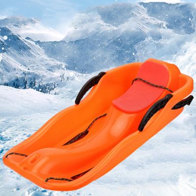 Children's Sledge, Thickened Double Sledge, Sledge with Backrest, Multi-Coloured Plastic Sledge