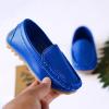 Toddler Boys Girls Loafer Shoes Soft Synthetic Leather Slip On occasin Flat Boat Dress Shoes for (Blue, 2 Big Kids) view 2