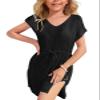 Haloumoning Girls Crochet Swim Beach Cover Up Short Sleeve Swimsuits Long Beach Dress 5-14 Years view 1