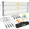 Patiassy Volleyball Badminton Pickleball 3-in-1 Combo Net Set, 5.1-7.4ft Adjustable Height Sports Nets for Backyards, Portable 17ft Outdoor Net with Carry Bag, Rackets and Balls view 1