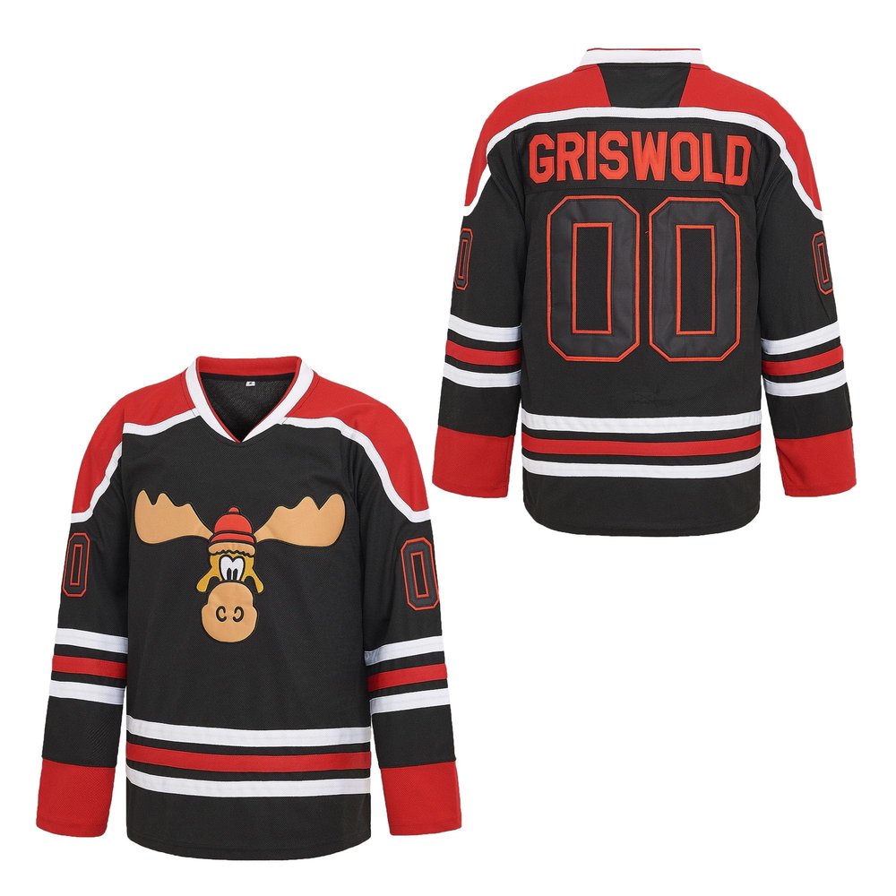 PERC30 Hockey Jerseys #00 Movie Kids Christmas Stitched Youth(Black,M)