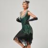 AFAVOM 1920s Women Gatsby Dress Vintage Sequin Fringe Beaded Dresses Shiny Flapper Cocktail Prom Party Costume Sexy Formal Wedding Sparkly Gown Retro Club Midi Rockabilly Dress Green-Sequin XL view 4