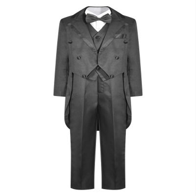 Hularka Toddler Baby Boys Jacquard Gentleman 5-Piece Suits Formal Tuxedo Dress Sets Wedding Christening Outfits Black 2-3 Years