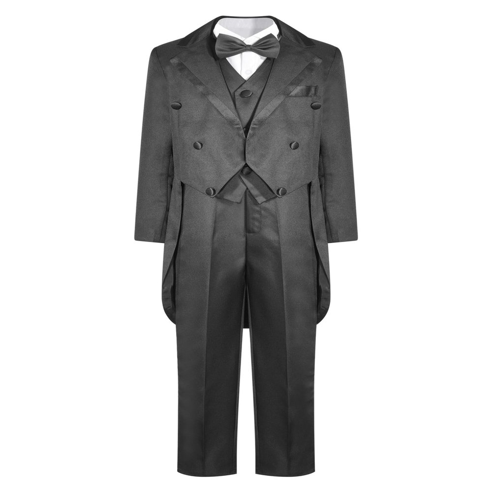 Hularka Toddler Baby Boys Jacquard Gentleman 5-Piece Suits Formal Tuxedo Dress Sets Wedding Christening Outfits Black 2-3 Years