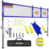 Volleyball Badminton Net Set Combo for Backyard Beach, 2-in-1 Adjustable Net with 4 Heights (5.18FT) & 3 Widths (2032FT), 4 Aluminum Rackets, Goose Feather Shuttlecocks, Volleyball & Carrying Bag