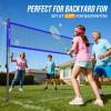 Volleyball Badminton Net Set Combo for Backyard Beach, 2-in-1 Adjustable Net with 4 Heights (5.18FT) & 3 Widths (2032FT), 4 Aluminum Rackets, Goose Feather Shuttlecocks, Volleyball & Carrying Bag view 4
