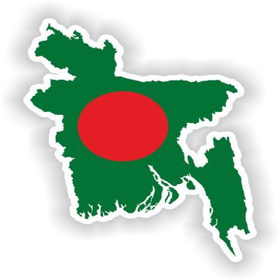 1x Bangladesh Map Flag Project - Car Vinyl Waterproof Sticker - 30cm
