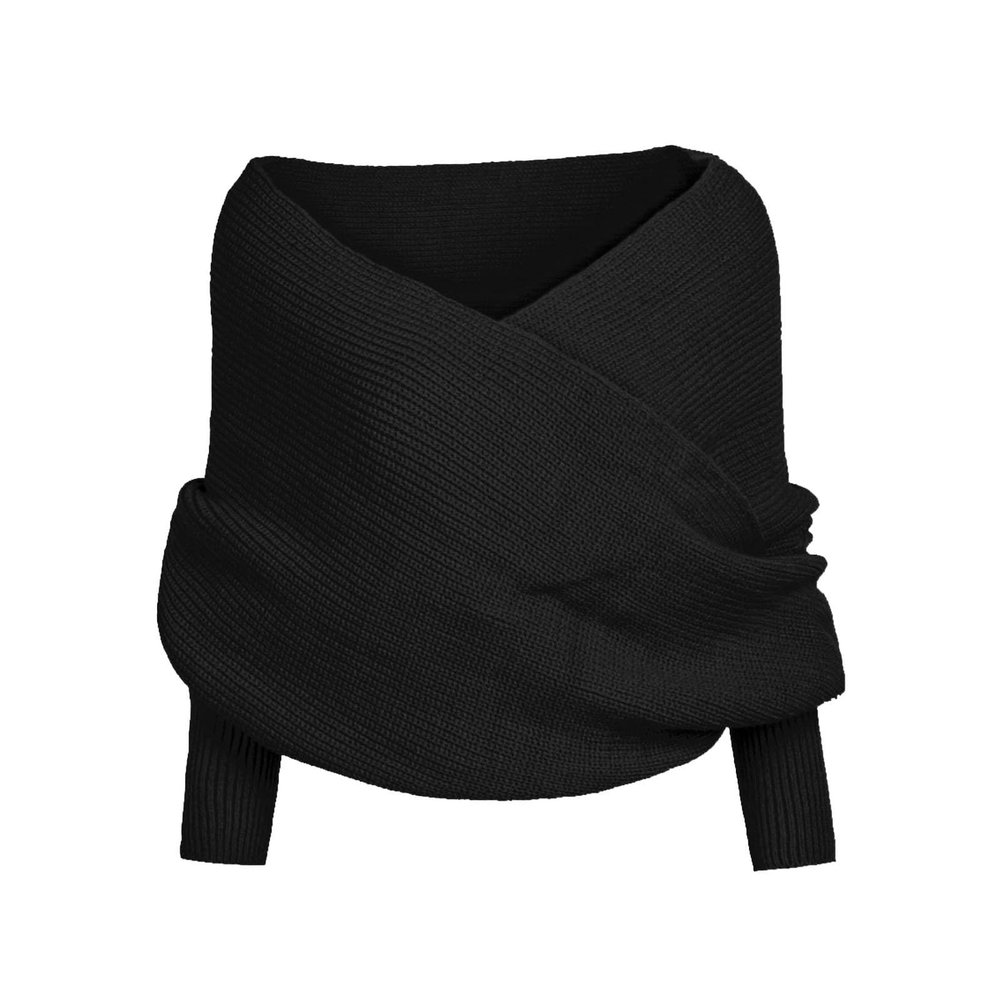 Women Knit Sweater Tops Scarf Winter Scarf Winter Shawl Wrap Scarf with Sleeve Warm Wrap Scarf Shawl (Black, One Size)