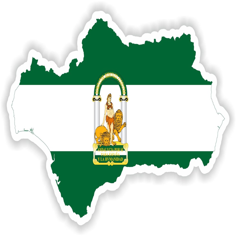 1x Andalucia Map Flag Project - Car Vinyl Waterproof Sticker - 10cm