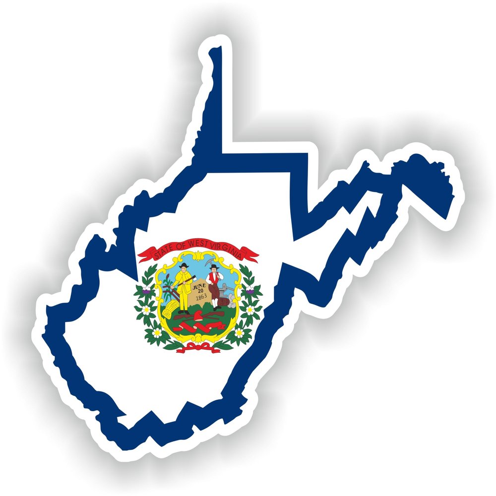 1x West Virginia Map Flag Project - Car Vinyl Waterproof Sticker - 5cm