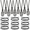 Anjiucc 9 PCS Crystal Necklace and 9 PCS Crystal Gem Bracelet Cord Empty Stone Holder Hand-Woven Necklace Cord with Adjustable for Stone Necklace DIY Bracelet (Black) view 1