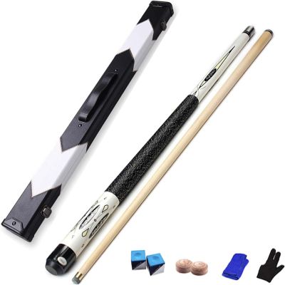 Pool Cue, Canadian Maple Billiard Pool Cue Sticks, for Games and Sports Pool Table Accessories, Nice Balance and Weight, Strong and Straight (Tips 13mm, White Pool Cue+Box)