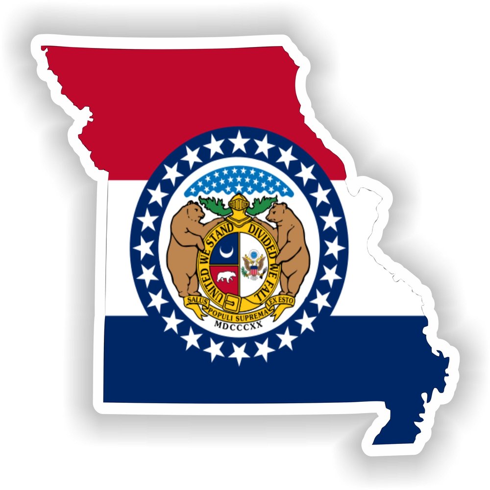 1x Missouri Map Flag Project - Car Vinyl Waterproof Sticker - 15cm