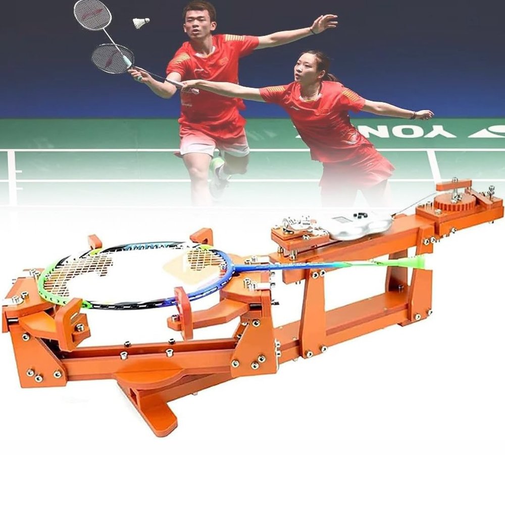 NYMFEA Badminton Racket Stringing Machine, Electric DIY Racket Frame Threading Machine, 6-Point Fixed, Multifunctional Intelligent Design, for DIY Squash, Tennis or Badminton Rackets