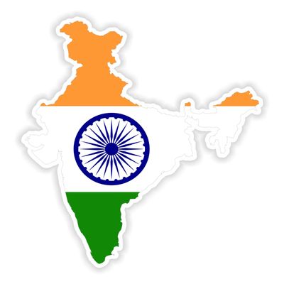 1x India Map Flag Project - Car Vinyl Waterproof Sticker - 5cm