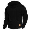 GOKKILRW Mens Waffle Shirts Long Sleeve Outdoor Workout Gym Sports Hoodie Sweatshirts Casual Solid Plaid Jacquard Pullovers Black view 1