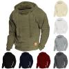 GOKKILRW Mens Waffle Shirts Long Sleeve Outdoor Workout Gym Sports Hoodie Sweatshirts Casual Solid Plaid Jacquard Pullovers Black view 2