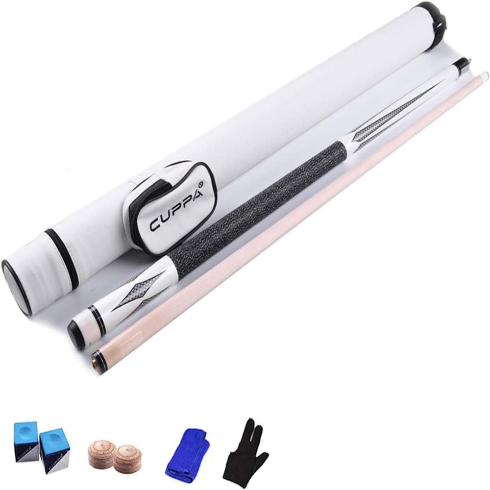 Pool Cue, Canadian Maple Billiard Pool Cue Sticks, for Games and Sports Pool Table Accessories, Nice Balance and Weight, Strong and Straight (Tips 10.5mm, White Pool Cue+Barrel)