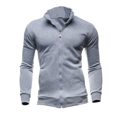 Mens Casual Stand Collar Full Zip Workout Sweatshirts Lightweight Mock Neck Jackets Slim Fit Outdoor Windproof Coats Grey