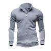 Mens Casual Stand Collar Full Zip Workout Sweatshirts Lightweight Mock Neck Jackets Slim Fit Outdoor Windproof Coats Grey