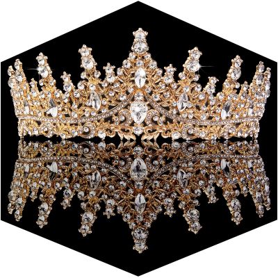 Gold Crown for Women Crystal Princess Tiaras Rhinestone Queen Headband Wedding Bridal Hair Accessories Birthday Prom Pageant Party Coming of Age Ceremony Photo Props