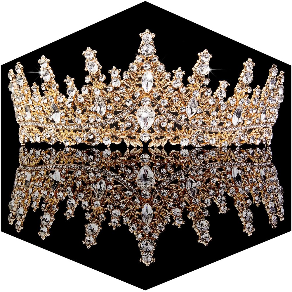 Gold Crown for Women Crystal Princess Tiaras Rhinestone Queen Headband Wedding Bridal Hair Accessories Birthday Prom Pageant Party Coming of Age Ceremony Photo Props