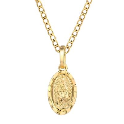 18K Yellow Gold virgen de guadalupe necklace Religious Jewelry Our Lady Virgin Mary Pendant Necklaces for Charms Women Men Accessories Chains Vintage Colar Medalla De la Virgen Milagrosa Virgencita