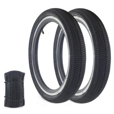BALINGE 16 Bike tire 2 Pack 16 x 2.125 16 in 16 Bike tire Folding Replacement Tires Fits Most Kids Bikes,BMX Tires 16 inch,Black - 2 Tires