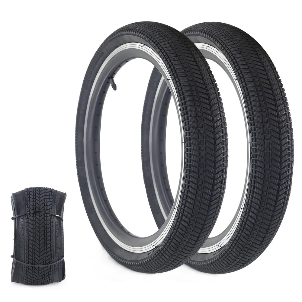 BALINGE 16 Bike tire 2 Pack 16 x 2.125 16 in 16 Bike tire Folding Replacement Tires Fits Most Kids Bikes,BMX Tires 16 inch,Black - 2 Tires